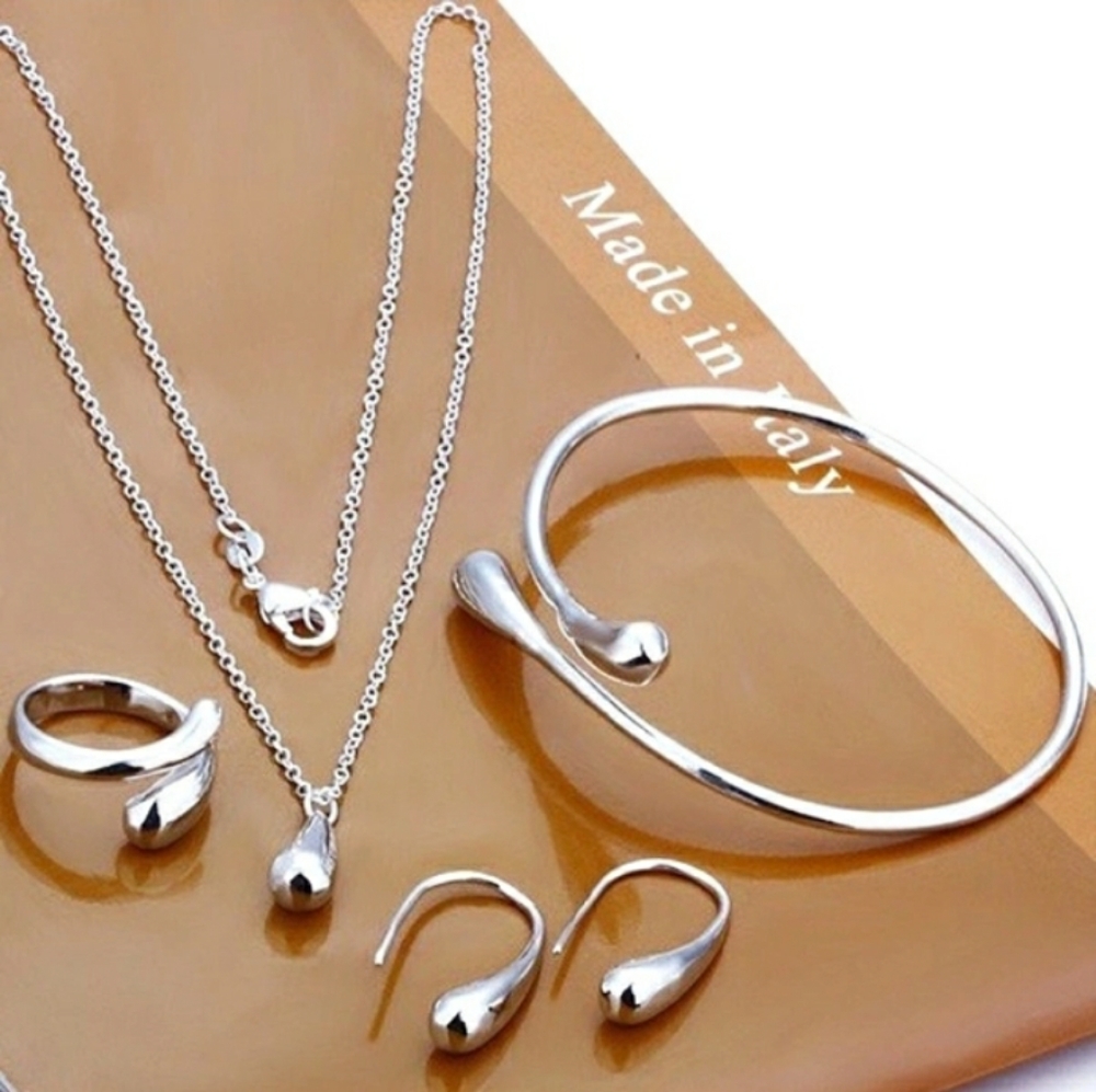 925 Sterling Silver Waterdrop Jewelry Set